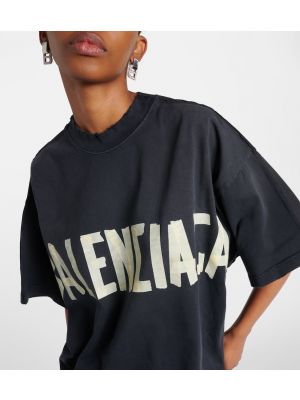 Βαμβακερή μπλούζα από ζέρσεϋ Balenciaga μαύρο