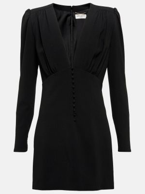 Платье мини с v-образным вырезом Saint Laurent черное