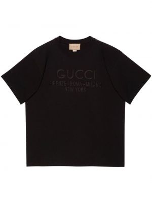Pamut hímzett póló Gucci fekete