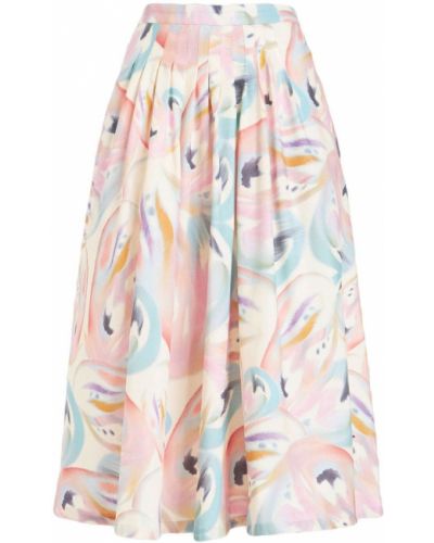 Plisovaná sukňa s potlačou s abstraktným vzorom Etro biela