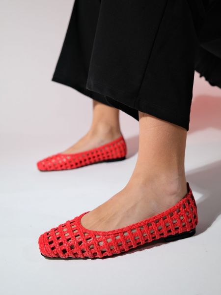 Pantofi tricotate fără toc Luvishoes roșu