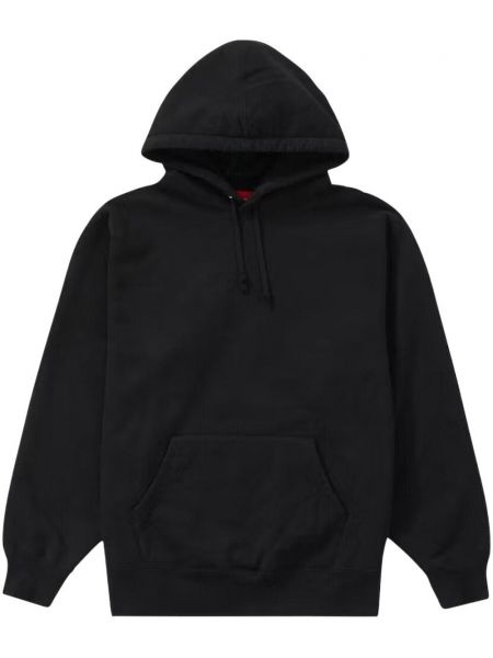 Satenska hoodie s kapuljačom Supreme crna
