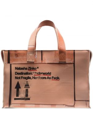 Oversized nákupná taška s potlačou Natasha Zinko béžová