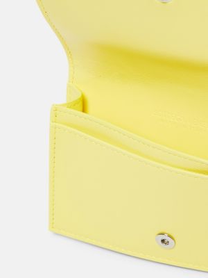 Kožená peněženka Bottega Veneta žlutá