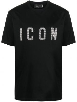 T-krekls ar radzēm Dsquared2 melns