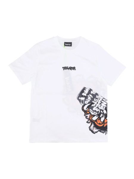 Koszulka w tygrysie prążki Disclaimer biała
