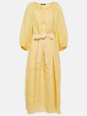 Sukienka midi bawełniana Loro Piana żółta