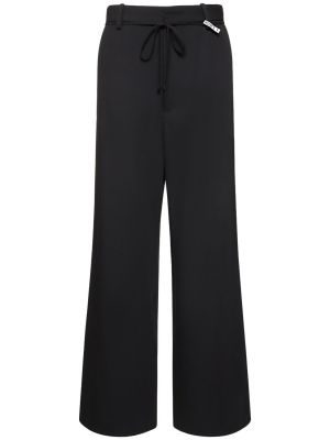 Vlnené saténové nohavice Mihara Yasuhiro čierna