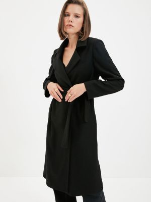 Palton de culoare solidă Trendyol negru