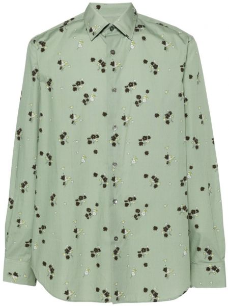Gėlėta medvilninė marškiniai Paul Smith žalia