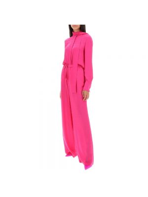 Pantalones de seda de tejido jacquard Valentino Garavani rosa