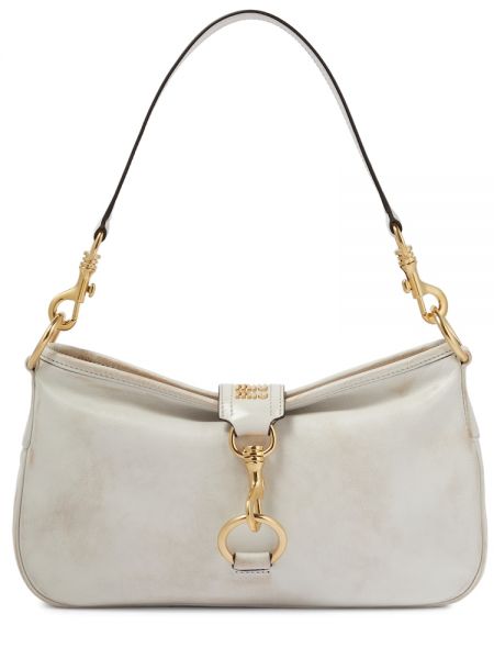 Bolsa de hombro de cuero Miu Miu blanco