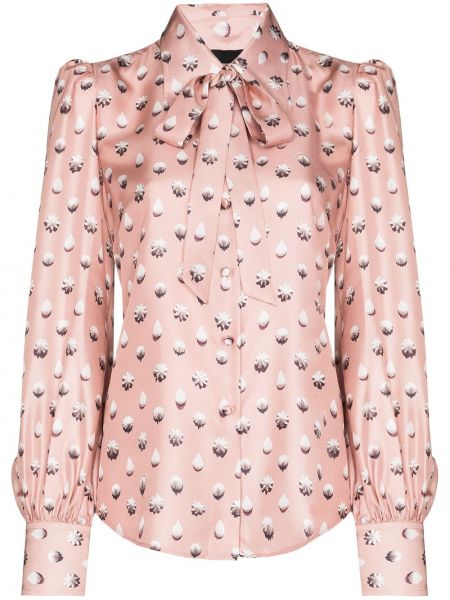 Копринена блуза с панделка Marc Jacobs розово