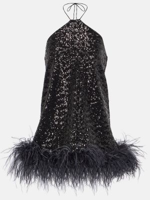 Mini robe à paillettes à plumes Oséree noir