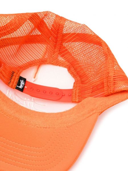 Haftowana czapka z daszkiem bawełniana Stussy pomarańczowa