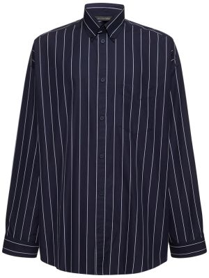 Chemise en coton à rayures oversize Balenciaga bleu