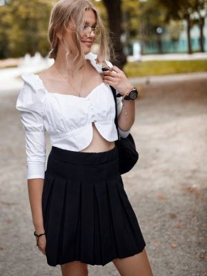 Plisované mini sukně Fasardi černé