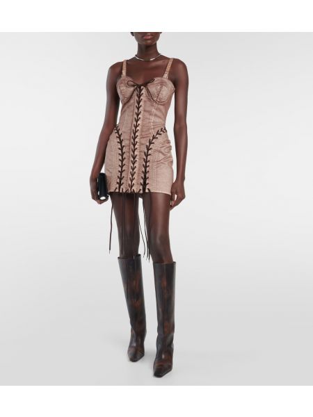 Платье мини Jean Paul Gaultier коричневое