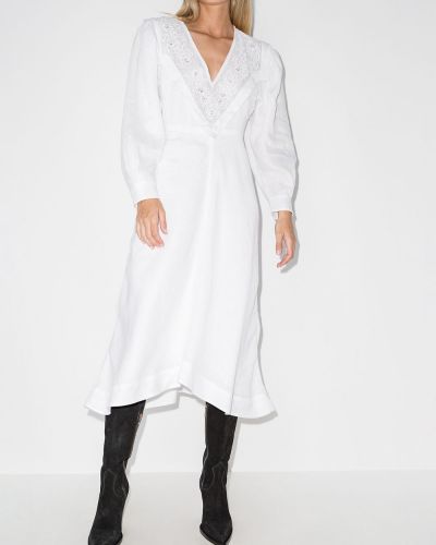 Vestido con bordado con escote v Isabel Marant étoile blanco