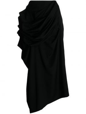 Asimetrična maksi suknja s draperijom Yohji Yamamoto crna