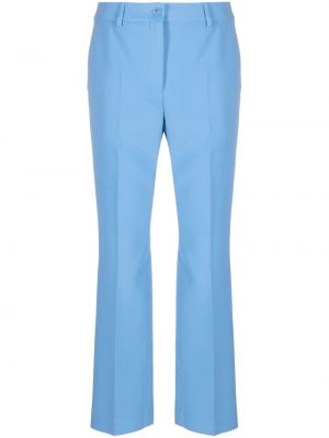 Rovné kalhoty s knoflíky s páskem z polyesteru Boutique Moschino - modrá