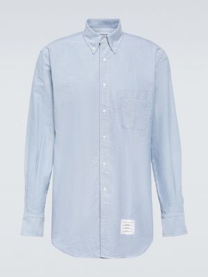 Хлопковая рубашка Thom Browne синяя