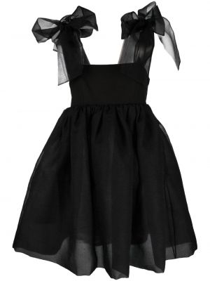 Černé oversized koktejlové šaty s mašlí Paskal