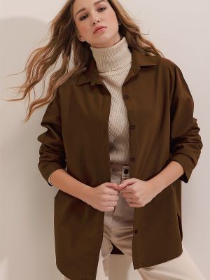 Marškinėliai Trend Alaçatı Stili ruda