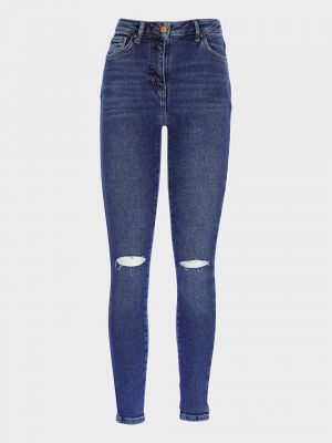 Рваные брюки с высокой талией скинни Cross Jeans синие