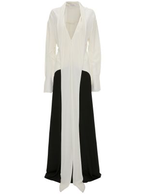 Копринена макси рокля Victoria Beckham бяло