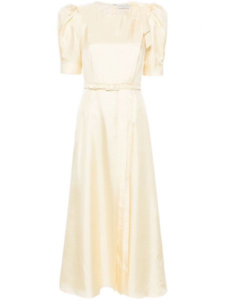 Πουά φουσκωμένο φόρεμα με σχέδιο Alessandra Rich κίτρινο