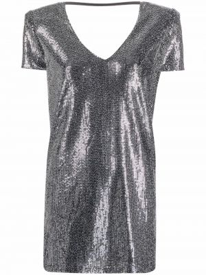 Sukienka z dekoltem w serek srebrna Blanca Vita