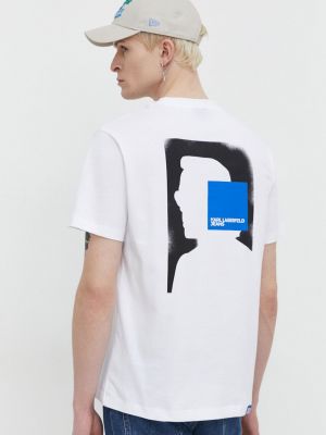 Памучна тениска с дълъг ръкав с принт Karl Lagerfeld Jeans бяло