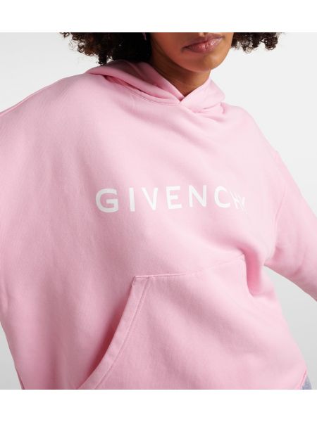 Памучен суичър с качулка от джърси Givenchy розово