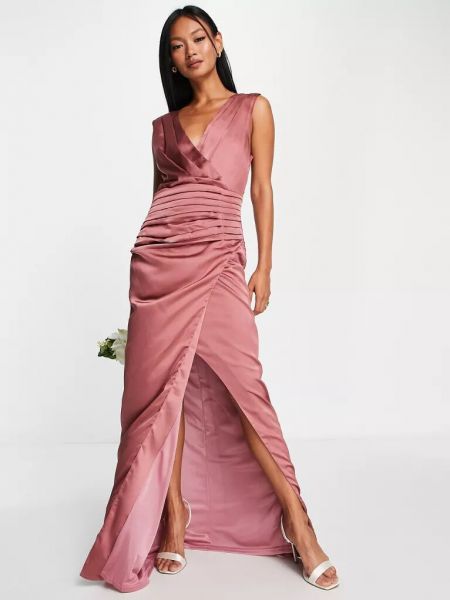 Атласное длинное платье Liquorish розовое