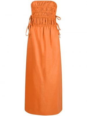 Lanena obleka Peony oranžna
