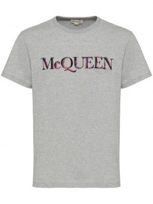 T-shirt brodé en coton Alexander Mcqueen gris