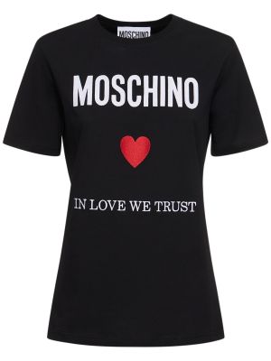 Bavlněné tričko jersey Moschino bílé