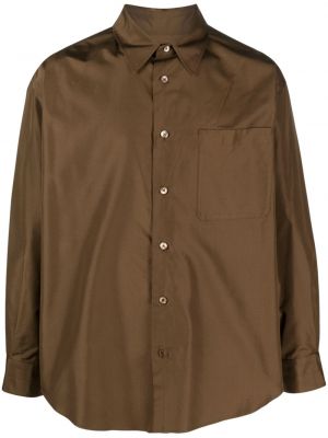 Camicia di seta con tasche Lemaire marrone