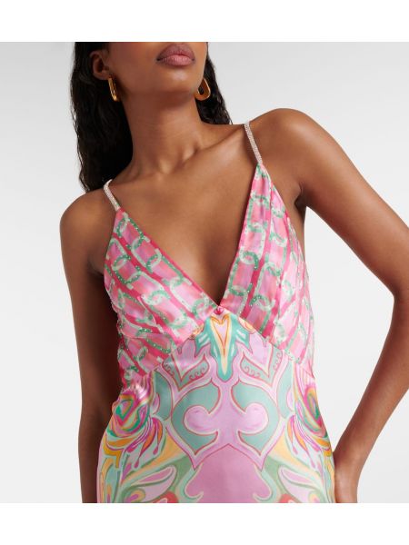 Μεταξωτή μάξι φόρεμα με σχέδιο Camilla ροζ