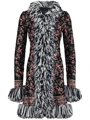Kabát s flitry s paisley potiskem Giambattista Valli černý
