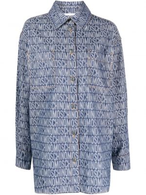 Žakárová rifľová košeľa Moschino modrá