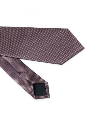 Jedwabny krawat w grochy z nadrukiem Brioni fioletowy