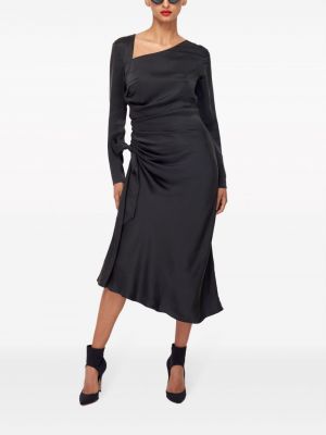 Jedwabna sukienka koktajlowa asymetryczna Equipment czarna