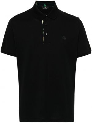Medvilninis siuvinėtas polo marškinėliai Etro juoda