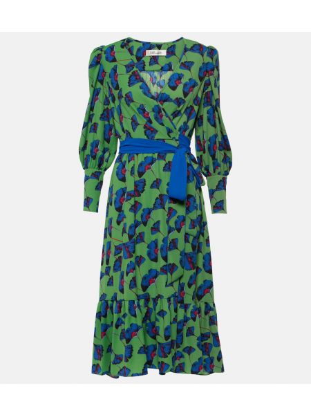 Платье с принтом из крепа Diane Von Furstenberg Зеленое