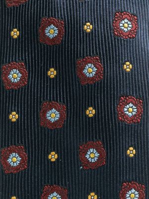 Corbata con bordado de seda de flores Etro azul