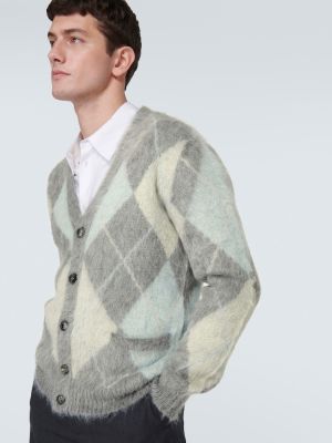 Cardigan di lana a rombi Ami Paris grigio