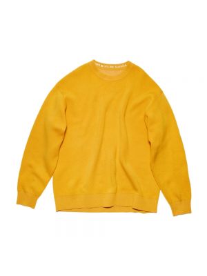 Dzianinowy sweter z okrągłym dekoltem Acne Studios żółty