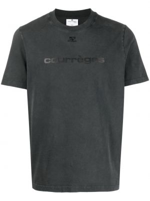 Bavlněné tričko s potiskem Courrèges šedé